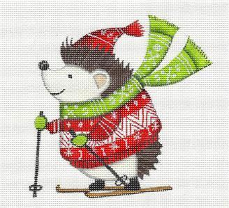 Nordic Canvas ~ "Nordic Hedgehog" handpainted Needlepoint Ornament Canvas by Lori Siebert from Painted Pony