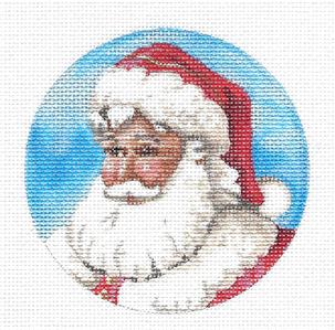 Christmas Santa ~ Classic Santa Face handpainted Needlepoint Canvas Ornament by LIZ from S.Roberts