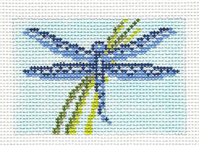 Canvas ~ DRAGONFLY to fit Planet Earth ID TAG 2" by 3" handpainted Needlepoint Canvas Needle Crossings