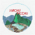 Travel Round ~ MACHU PICCHU, PERU  South America handpainted Needlepoint Ornament Canvas by Kathy Schenkel
