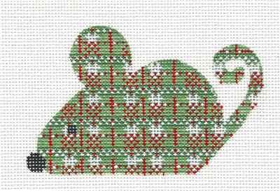 Mouse ~ Christmas Plaid Mouse handpainted Needlepoint Canvas CH Designs ~ Danji