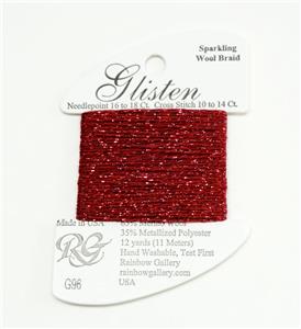 GLISTEN Sparkling Braid #96 Madeira Red Needlepoint Thread by Rainbow Gallery