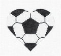 SPORTS ~ SOCCER BALL HEART Sports handpainted 18 Mesh Needlepoint Ornament Canvas by Pepperberry