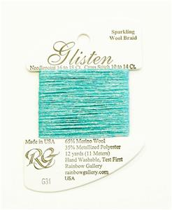 GLISTEN Sparkling Braid #31 Sea Blue Needlepoint Thread by Rainbow Gallery
