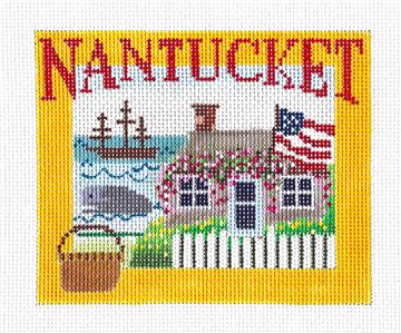 Travel ~ NANTUCKET ISLAND Travel Post Card handpainted Needlepoint Canvas by Denise