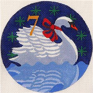 12 Days of Christmas 7 Swans Swimming with STITCH GUIDE handpainted Needlepoint Ornament Canvas by Juliemar (Copy)