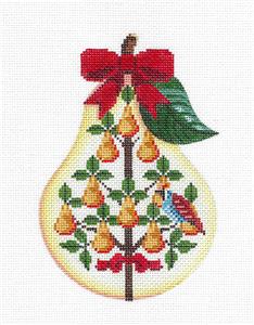 Pear ~ 12 Days of Christmas PEAR ~ 1 Partridge in a Pear Tree HP Needlepoint Canvas by Painted Pony