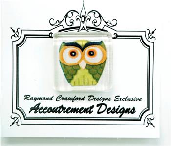 Magnet ~ Green Owl Magnet Glass Needle Holder for Needlepoint from Raymond Crawford
