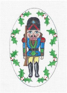 Christmas ~ Grand Rifle Guard Nutcracker Oval handpainted Needlepoint Canvas Creative Needle