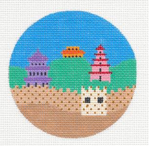 Travel Round ~ CHINA The Great Wall handpainted Needlepoint Canvas 4" Ornament by Painted Pony