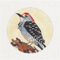 Bird Round ~ Woodpecker Bird handpainted 4" Rd. Needlepoint Ornament & Stitch Guide by Melissa Prince
