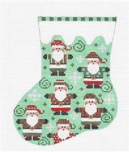 Mini Stocking ~ Many Santas Mini Stocking handpainted Needlepoint Ornament by CH Designs ~ Danji