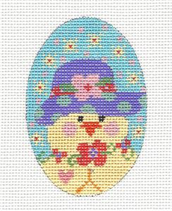 Easter Egg Spring Chick w/ Purple Hat handpainted Needlepoint Canvas CH Design - Danji