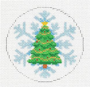 Christmas ~ Christmas Tree on a Snowflake handpainted Needlepoint Ornament by Susan Roberts