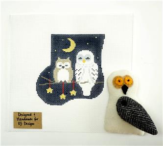 Canvas Set ~ OWL & CANVAS SET handpainted Needlepoint Canvas Ornament by Kathy Schenkel