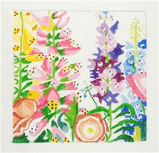 Garden Treasures #1 ~ 8" Sq. handpainted 13 mesh Needlepoint Canvas by Jean Smith