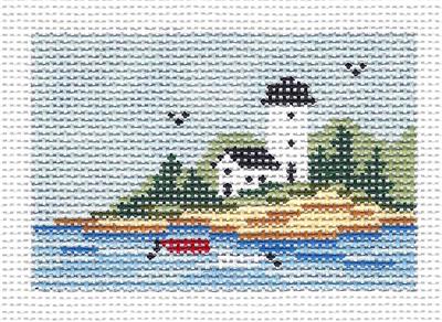 Canvas ~ LIGHTHOUSE to fit Planet Earth ID TAG 2" by 3" handpainted Needlepoint Canvas Needle Crossings