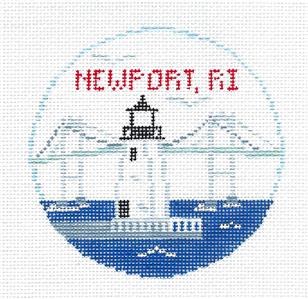 Travel Round ~ NEWPORT, RHODE ISLAND handpainted Needlepoint Canvas by Kathy Schenkel