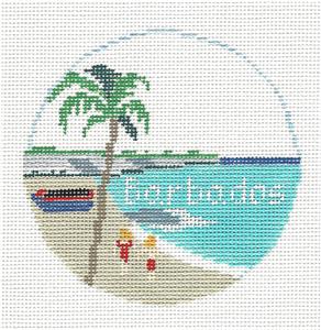 Travel Round ~ BARBADOS a CARIBBEAN ISLAND handpainted 18 Mesh 4" Needlepoint Canvas by Kathy Schenkel
