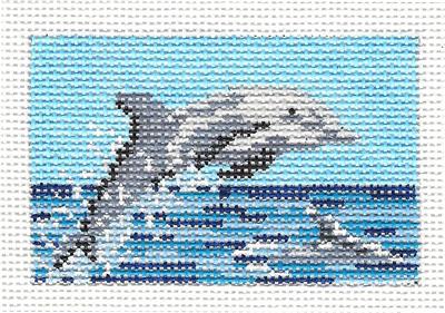 Canvas ~ DOLPHIN to fit Planet Earth ID TAG 2" by 3" handpainted Needlepoint Canvas Needle Crossings