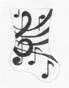 Mini Stocking ~ Musical Notes Mini Stocking handpainted Needlepoint Ornament Raymond Crawford