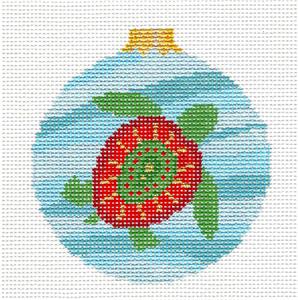 Turtle ~ Turtle 3.5" Christmas Ornament handpainted Needlepoint Canvas by Susan Roberts