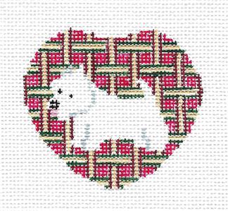 Dog Lapel Pin ~ WESTIE Dog Lapel Pin, Ornament handpainted Needlepoint Canvas by Kathy Schenkel
