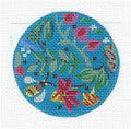 Kelly Clark ~ Beautiful BEE & Blossoms 3" Rd. handpainted 18 Mesh Needlepoint Canvas by Kelly Clark