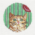 Round ~ Wide Eyed Kitty 3" Rd. handpainted 18 Mesh Needlepoint Canvas by Needle Crossings