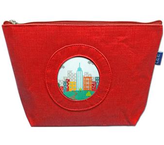 Accessory ~ Silk Zip Clutch Purse Bag in Red for 2.75" Rd. Needlepoint Canvas by LEE