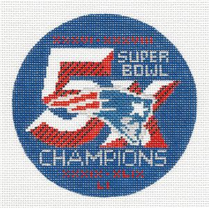 Sports ~ NEW ENGLAND PATRIOTS Football 2017 Super Bowl Champions Needlepoint Canvas ~ CBK