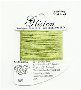 GLISTEN Sparkling Braid #91 Honeydew Needlepoint Thread by Rainbow Gallery