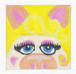 Canvas ~ Miss Piggy 4" Sq. Muppet Show Needlepoint handpainted Canvas by Melissa Prince