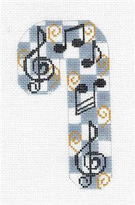 Candy Cane ~ Musical Notes Medium Candy Cane handpainted Needlepoint Canvas by CH Design ~Danji