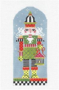 Kelly Clark Canvas ~ Nutcracker "Striped Birdhouse" NUTCRACKER handpainted Needlepoint Ornament Canvas Kelly Clark