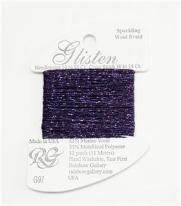 GLISTEN Sparkling Braid #97 Royal Purple Needlepoint Thread by Rainbow Gallery