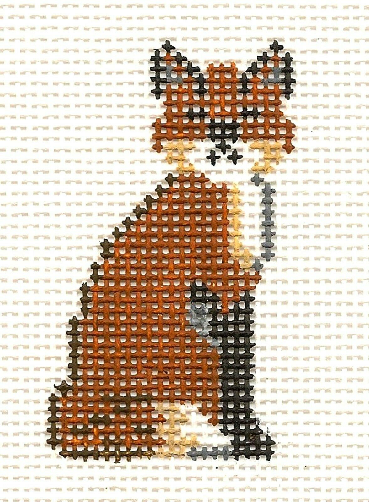 Fox ~ Little RED FOX handpainted Needlepoint Canvas & STITCH GUIDE by Painted Pony