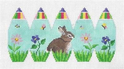 3-D Egg ~ Spring Bunny 3-D EGG Easter handpainted 18 Mesh Needlepoint Ornament by Susan Roberts