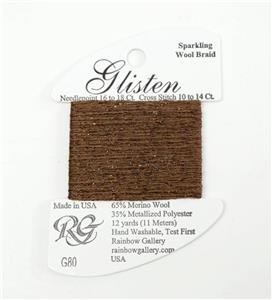 GLISTEN Sparkling Braid #80 Cocoa Brown Needlepoint Thread by Rainbow Gallery