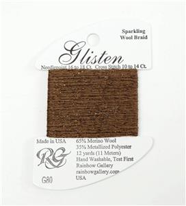 GLISTEN Sparkling Braid #80 Cocoa Brown Needlepoint Stitching Thread by Rainbow Gallery