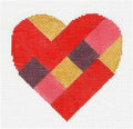 Patchwork Heart handpainted Needlepoint Canvas & STITCH GUIDE by Suzie Vallerie