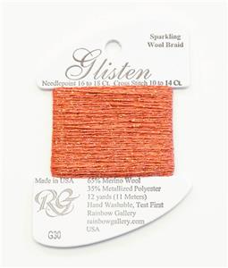 GLISTEN Sparkling Braid #30 Copper Penny Needlepoint Thread by Rainbow Gallery