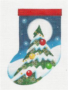 Stocking ~Decorated Tree in Moonlight Mini Sock Ornament Needlepoint Canvas Rebecca Wood~MAY NEED TO BE SPECIAL ORDERED