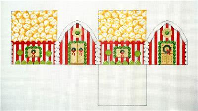 3-D Ornament ~ 3-D POPCORN Gingerbread House handpainted Needlepoint Ornament by Susan Roberts