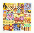 Quilt Canvas ~ Autumn Quilt Sampler 7.25" Square handpainted 13 mesh Needlepoint Canvas by Needle Crossings