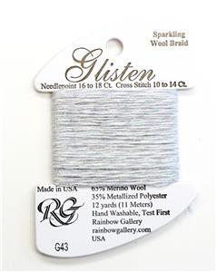 GLISTEN Sparkling Braid #43 White Sand Needlepoint Stitching Thread by Rainbow Gallery