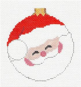 Christmas ~ Jolly Santa Face 3.5" Ornament handpainted Needlepoint Canvas by Susan Roberts