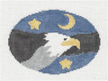 Oval ~ Flying Bald Eagle Oval handpainted 18 Mesh Needlepoint Ornament by Kathy Schenkel