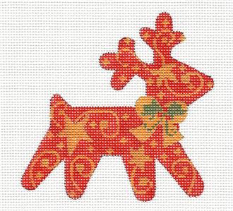 Canvas ~ Dashing Reindeer handpainted Needlepoint Ornament by CH Designs from Danji