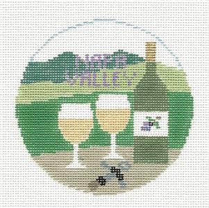 Travel Round ~ NAPA VALLEY in CALIFORNIA handpainted Needlepoint Canvas by Kathy Schenkel